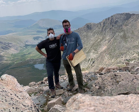Researchers Jonathan Velotta and Peter Nimlos pause for a picture while conducting field research