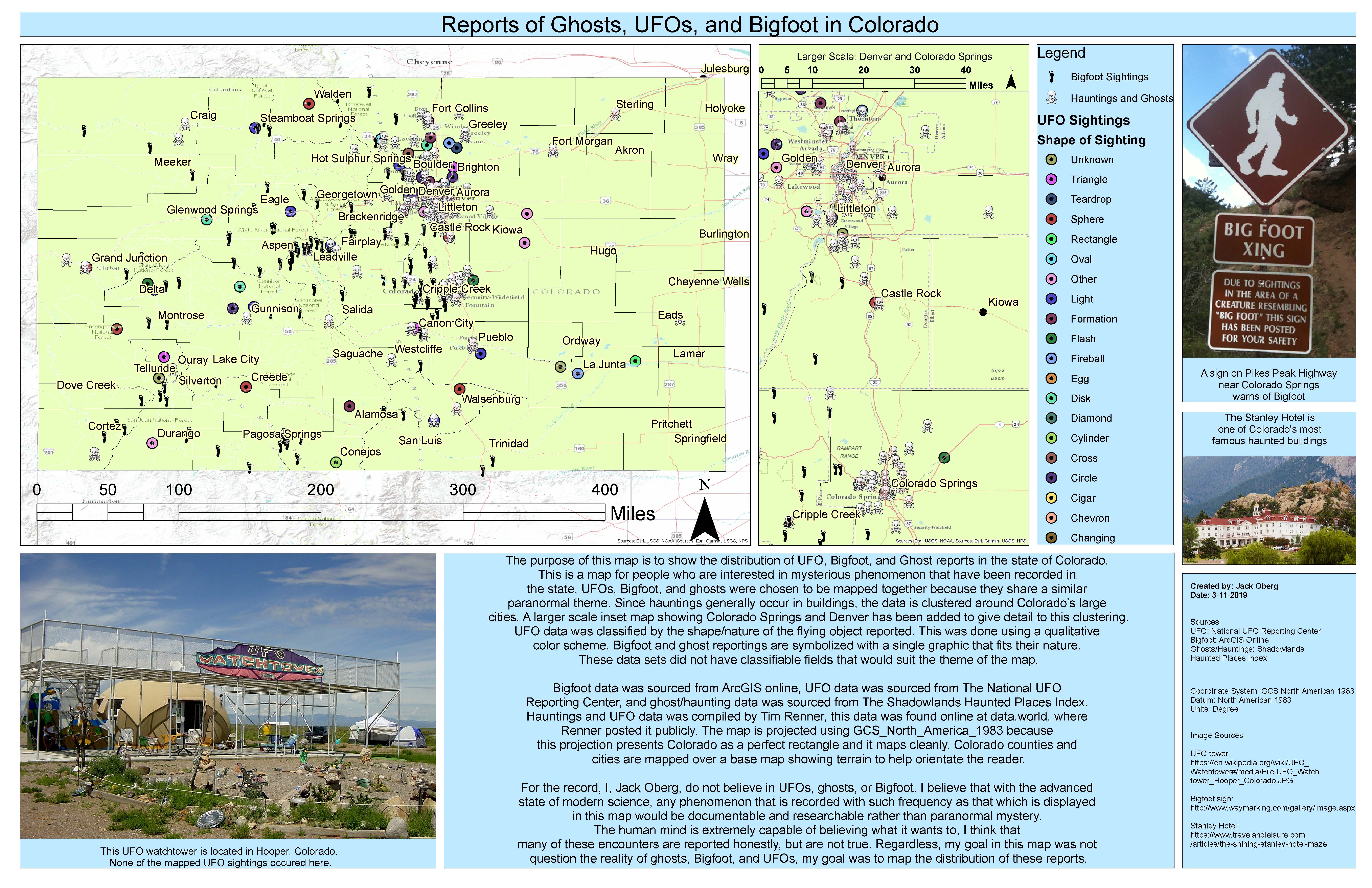 map of paranormal activity in Colorado
