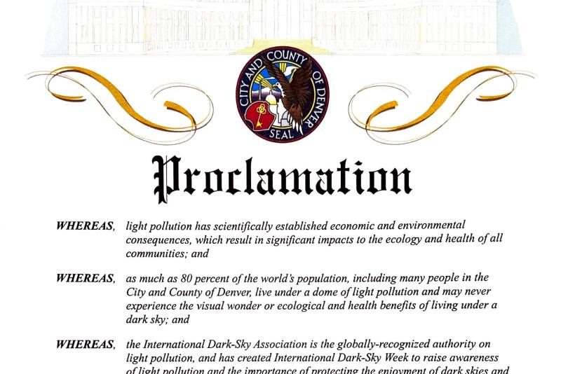 Dark Sky Week Proclamation