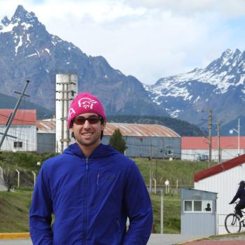 Student Sam Proud poses for a photo before embarking on a trip to Antarctica.