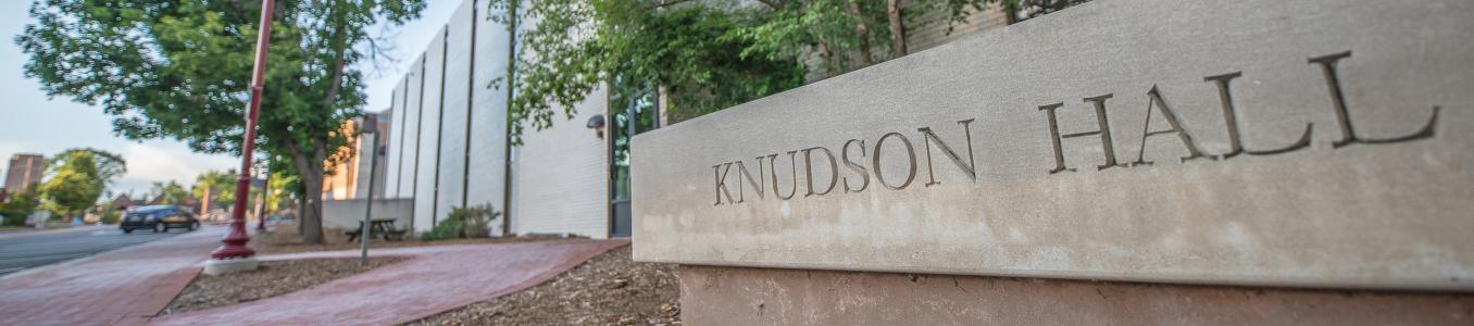 Sign in front of Knudson Hall