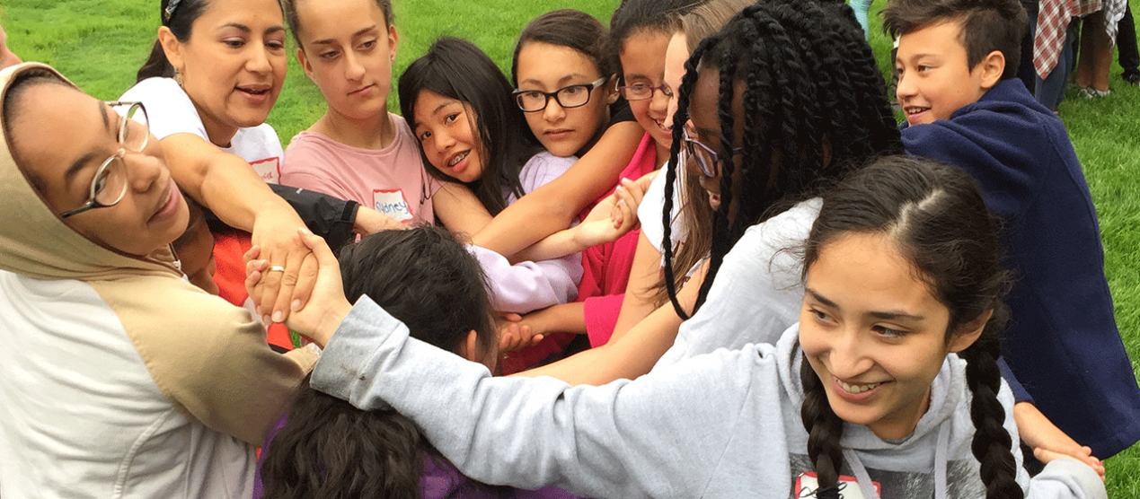 campers participating in team-building exercises