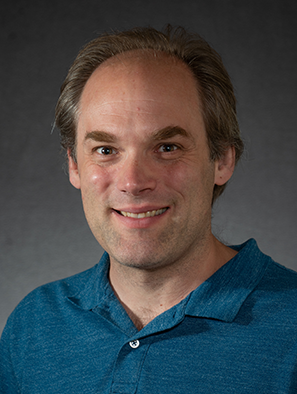 man in blue shirt